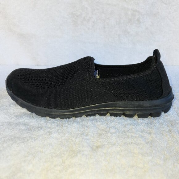 DAILY SHOES NWB BLACK SLIP-ON FLAT COMFORT SHOES, WOVEN CANVAS UPPER - Picture 2 of 7